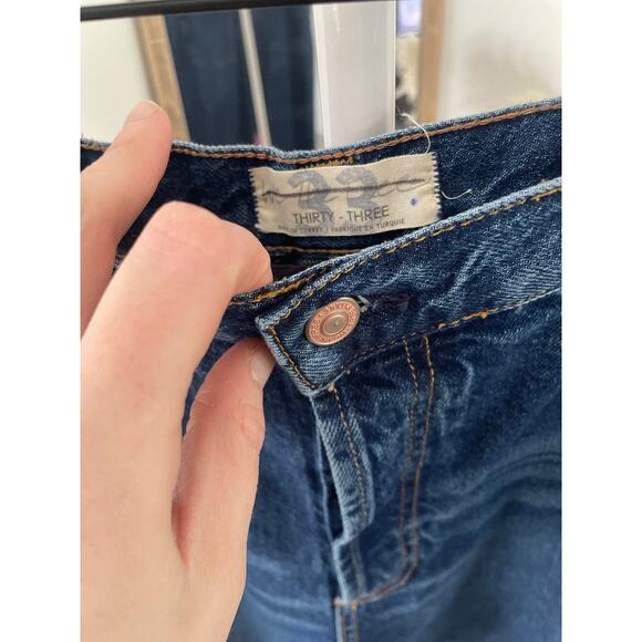 Free People Crvy Siren Straight Leg Jeans Size 33 Dark Wash Low Rise Casual - Picture 7 of 8